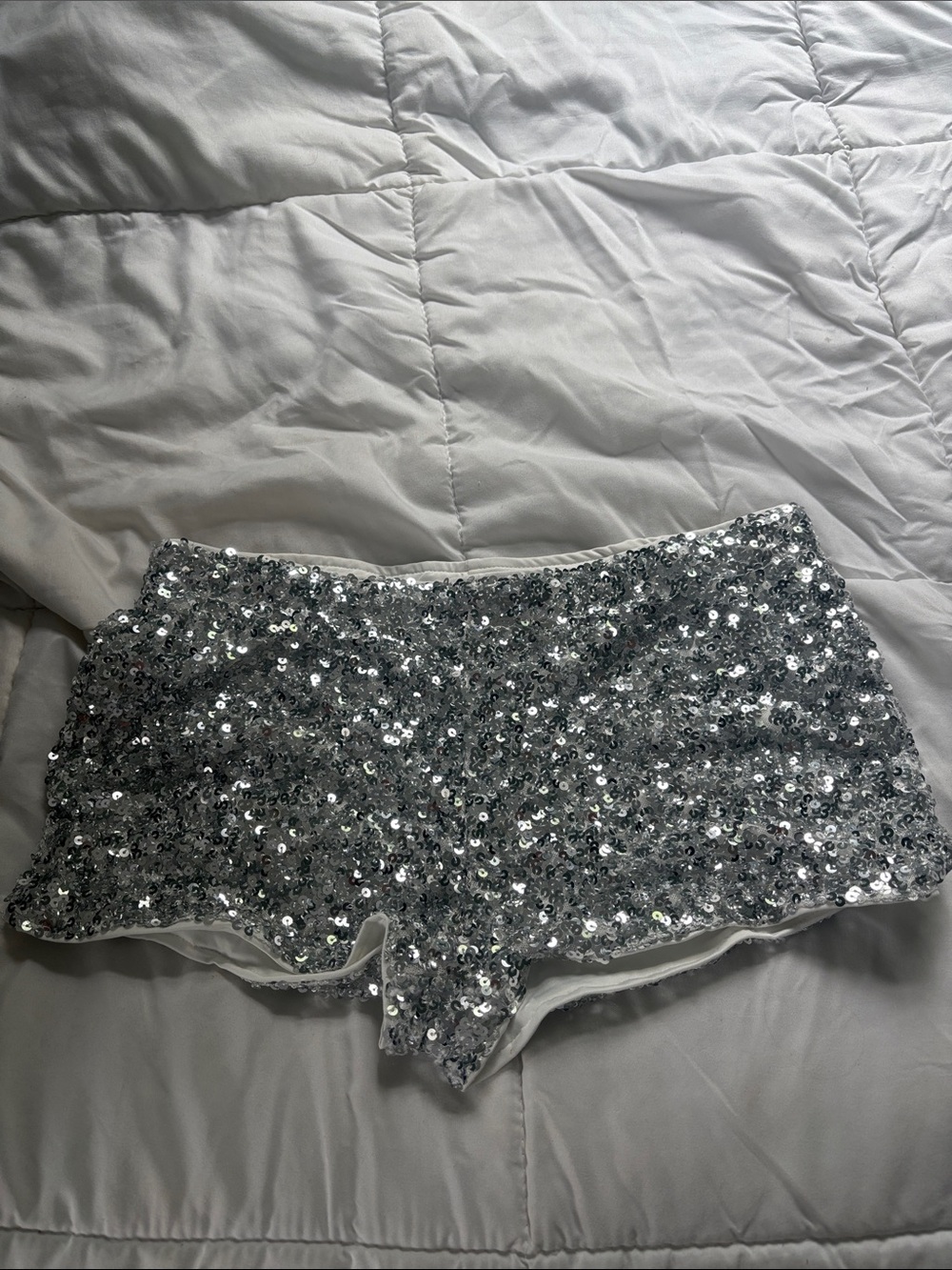 Silver Sequin Shorts